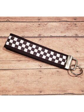 Race Checkered Flag Wristlet Keyfob / Keychain